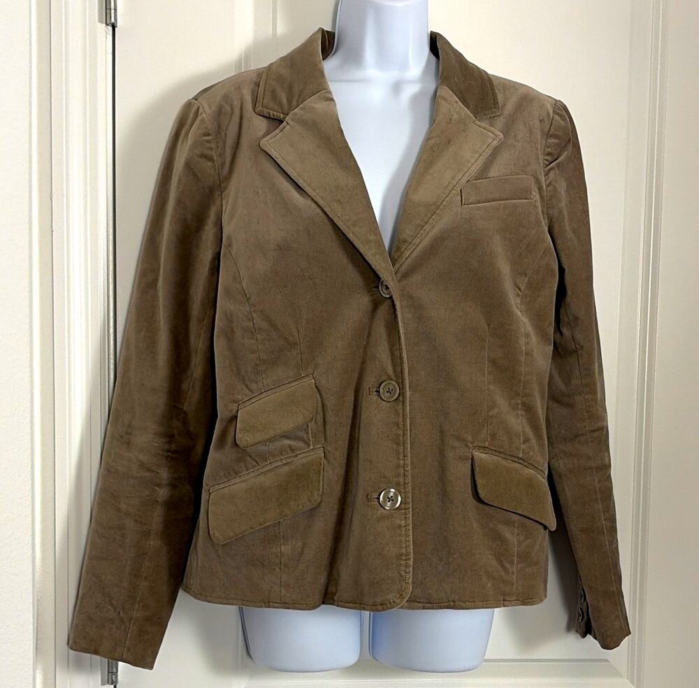 Old Navy Beige Button Blazer Jacket Lined Pockets Women's Size L workchic